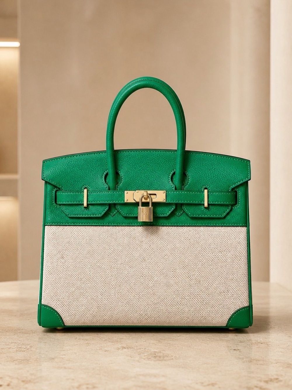 100% Genuine Togo Leather Custom Designer Shoulder bag (Light Green)
